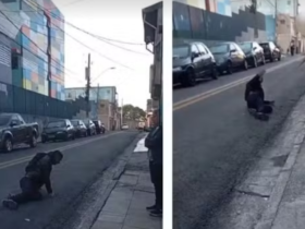 Ladrão é alvejado, chora e tenta fugir sem ser socorrido para evitar ser preso