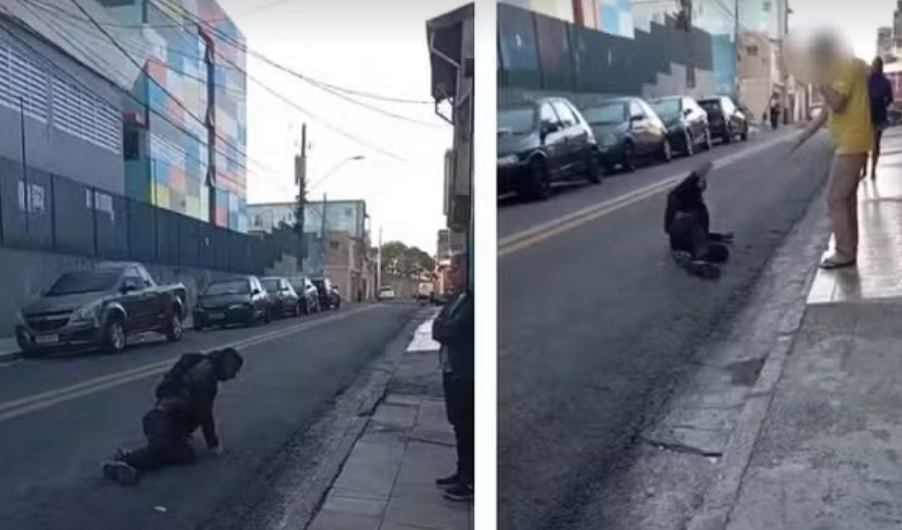 Ladrão é alvejado, chora e tenta fugir sem ser socorrido para evitar ser preso