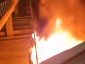 Incêndio destrói ônibus na noite de quarta-feira no quilômetro 21 da Castelo Branco