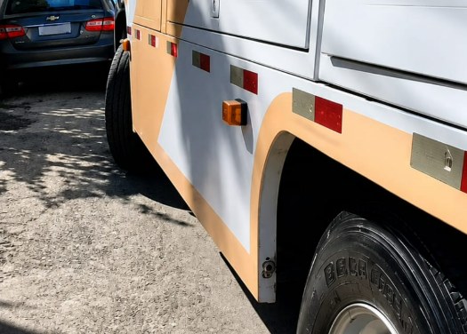 Caminhão trava ao tentar subir ladeira no centro de Barueri na manhã de quarta-feira